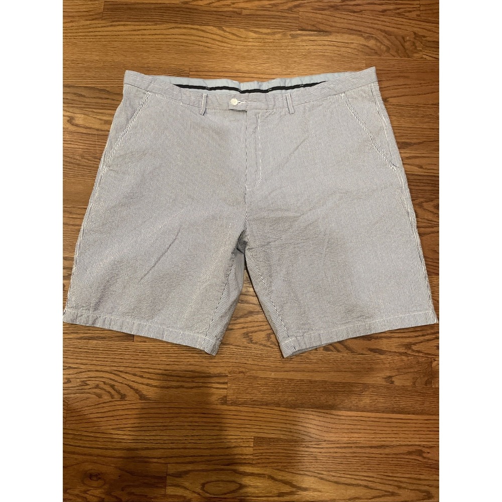 Samuel Windsor Men's Seersucker Shorts Blue Striped Size 46 Beach Lightweight